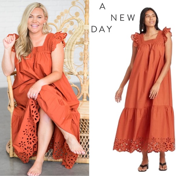 a new day Dresses & Skirts - A NEW DAY Women's Flutter Sleeveless Orange Dress - Large